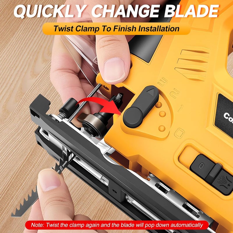 CAMXTOOL Jig Saw Compatible with Dewalt 20V Max Battery (No Battery), Cordless Jig Saw Brushless Jigsaw Tool with LED Light, 0°- 45° Bevel Cuts, 3 Orbital Settings for Straight/Curve/Circle Cutting - Image 5